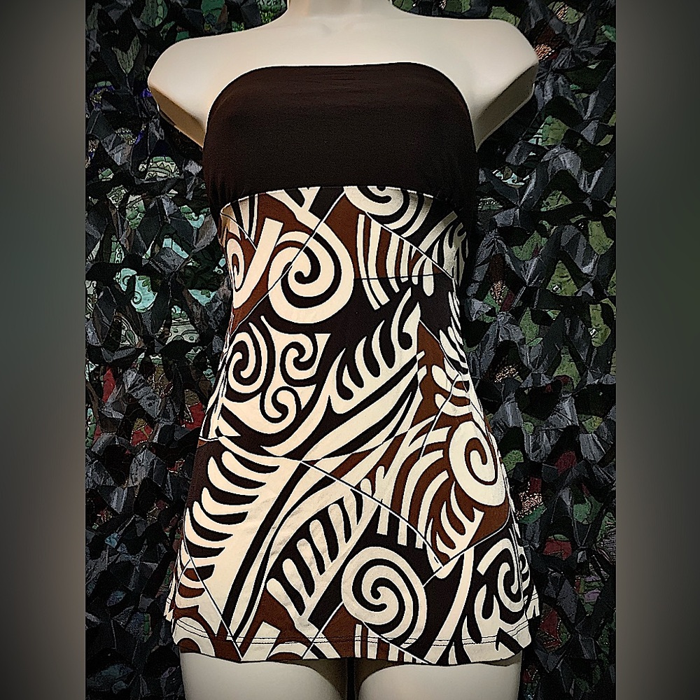 Vintage Strapless Swirl Print Open Back Tube Top